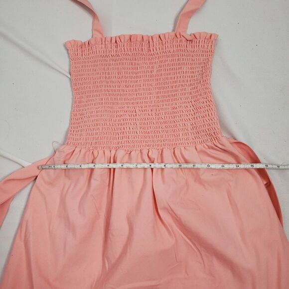 VINTAGE 70s pink dress shirred smocked top convertible midi M - Picture 9 of 14